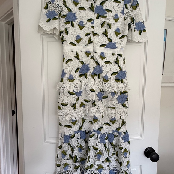 Just Me White and Blue Lace Dress - Picture 2 of 7